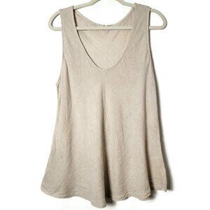Meo Meli Beige Linen Boho Lagenlook Sleeveless Tunic Top Made In Italy Size M